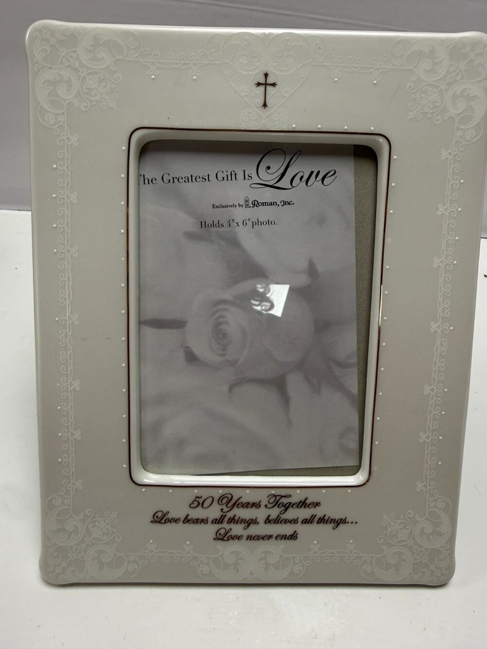 Roman Inc 50th Wedding Anniversary Photo Frame 4x6 Golden Christian